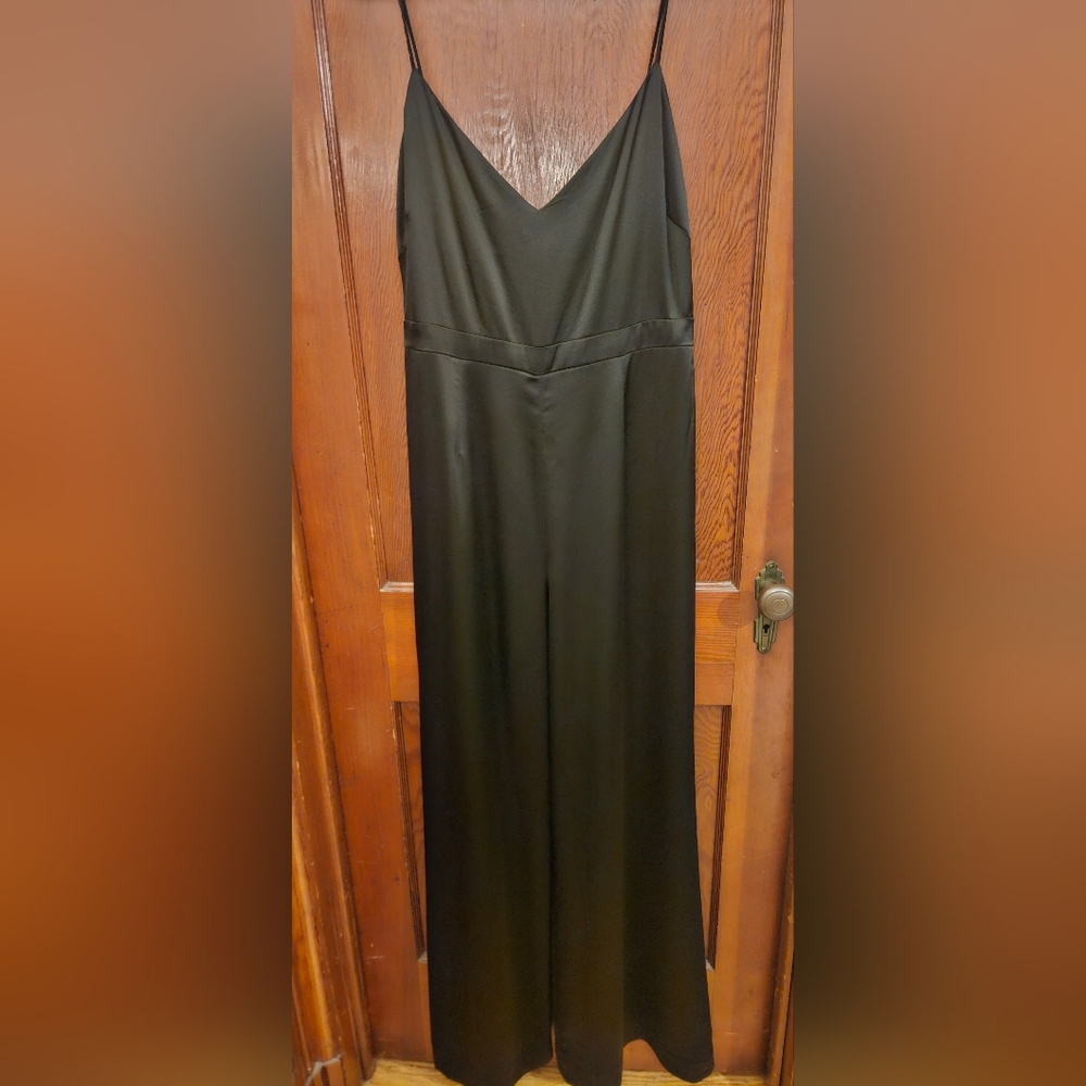 Black Satin Jill Stuart Wide-leg Jumpsuit
